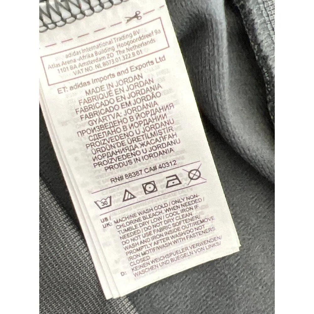 Adidas Men Gray Essential Three Stripe Zip Front Jacket Size XL